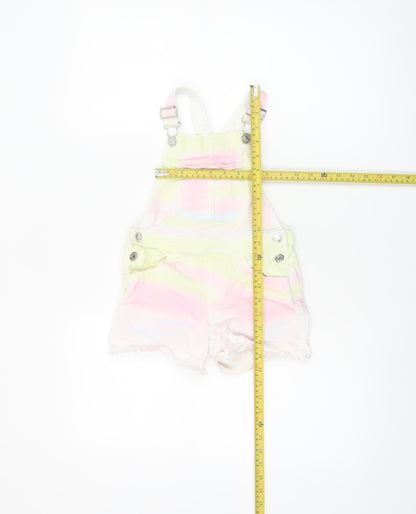 Primark Girls Multicoloured Denim Dungaree Playsuit 5-6 Years Adjustable Straps