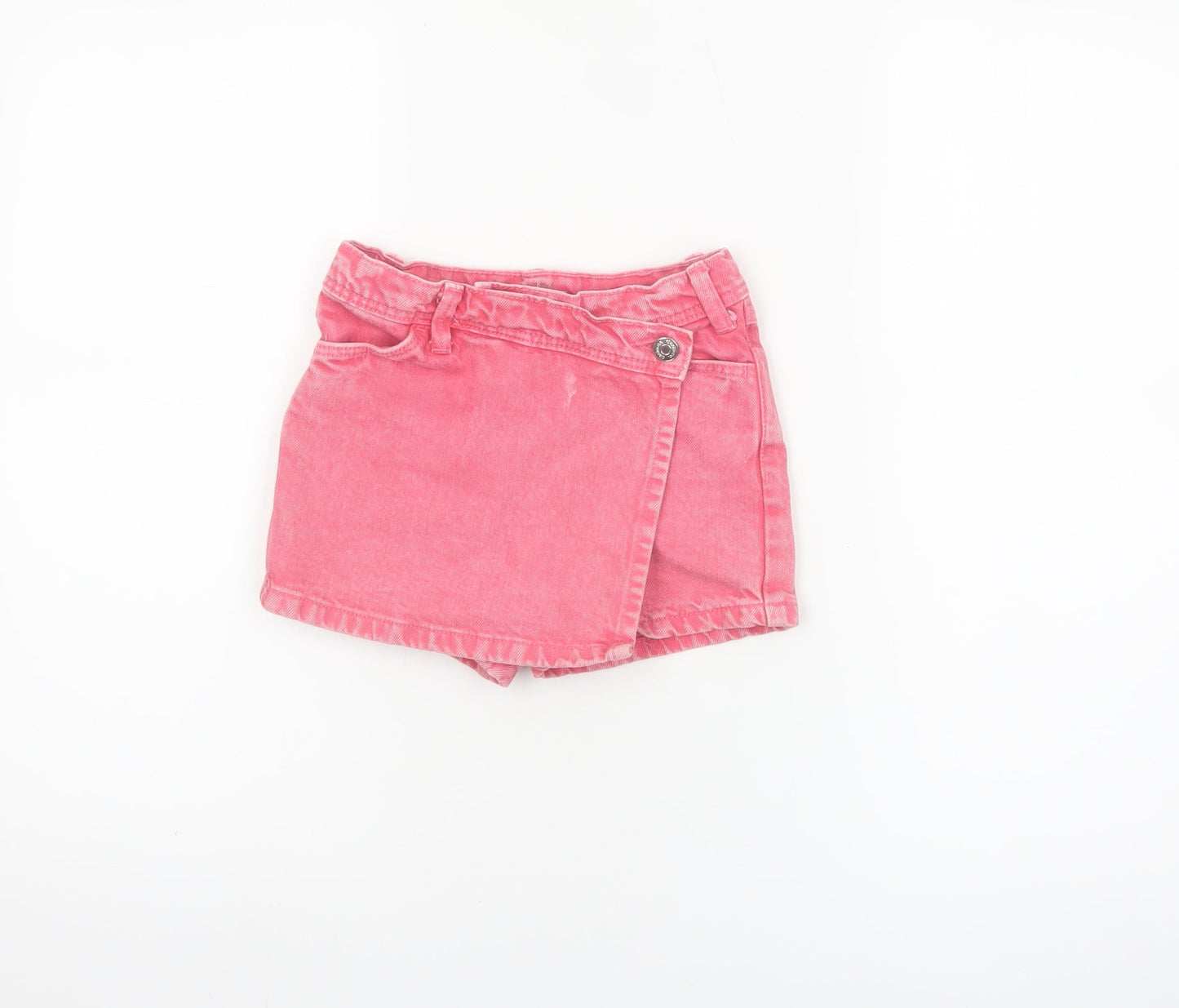 Primark Girls Pink Denim Wrap Shorts 5-6 Years 100% Cotton Summer