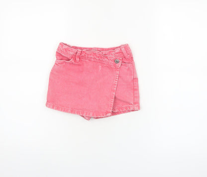 Primark Girls Pink Denim Wrap Shorts 5-6 Years 100% Cotton Summer
