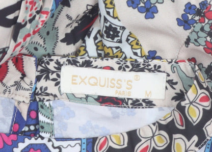 Exquiss's Women Multicoloured Midi A-Line Bohemian Patchwork Dress M