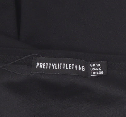 PrettyLittleThing Womens Black One Shoulder Wide Leg Jumpsuit Size 10