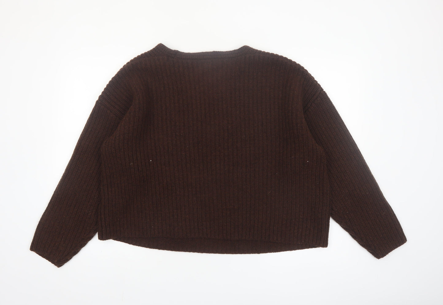 Marks and Spencer Women Brown V-Neck Merino Wool Cashmere Jumper M