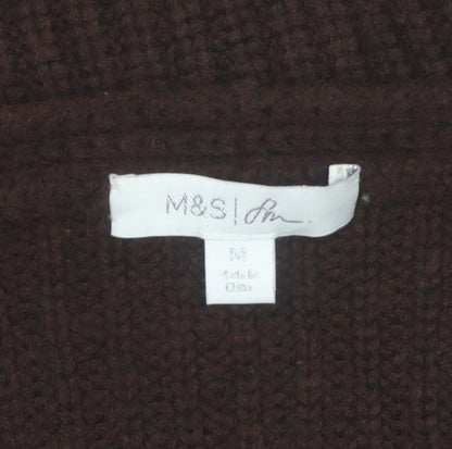 Marks and Spencer Women Brown V-Neck Merino Wool Cashmere Jumper M