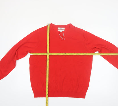 Marks and Spencer Women Red Merino Wool Crew Neck Jumper Size 16