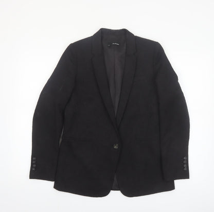 The Kooples Women's Black Single-Breasted Blazer Size 10 Jacquard Tailored Jacket