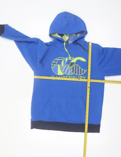 Canterbury Boys Blue Pullover Hoodie 14 Years Logo Graphic Cotton Blend