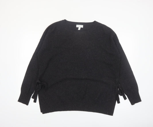 The White Company Women Black Wool Cashmere Crew Neck Jumper Size 14