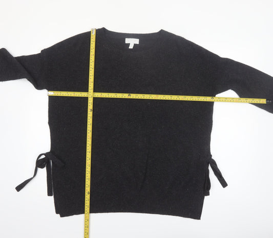 The White Company Women Black Wool Cashmere Crew Neck Jumper Size 14