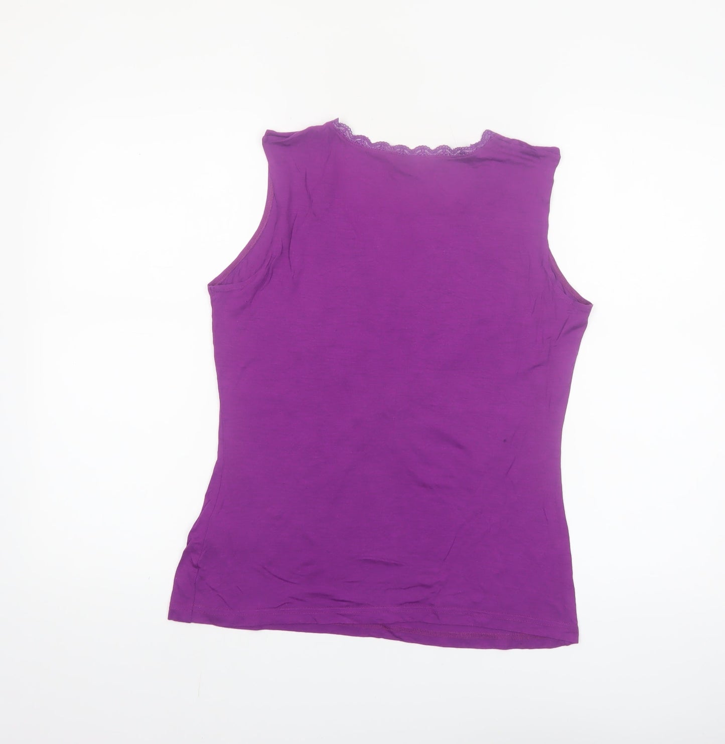 Monsoon Womens Purple Lace V-Neck Cotton Camisole Top Size 14