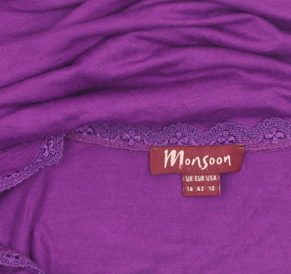 Monsoon Womens Purple Lace V-Neck Cotton Camisole Top Size 14