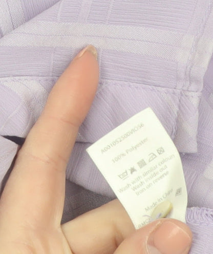 Bm Women's Purple Check Short Sleeve Collared Button-Up Blouse Size 14