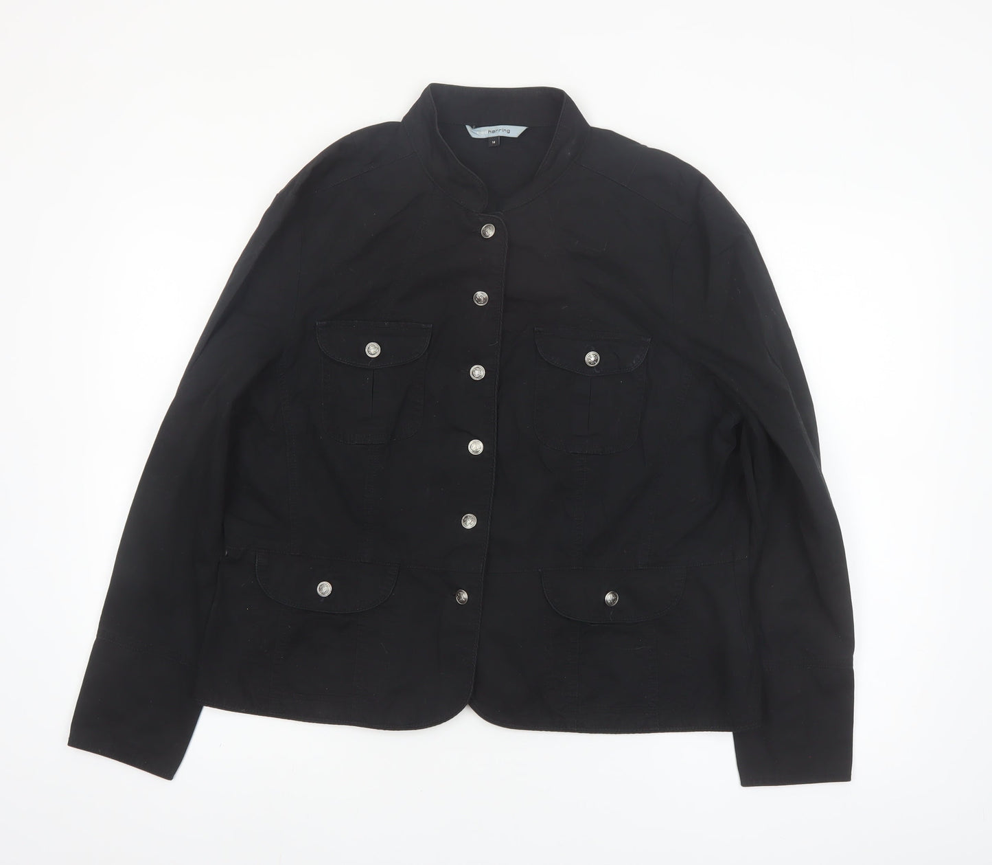 Red Herring Women’s Black Cotton Military Jacket Size 18