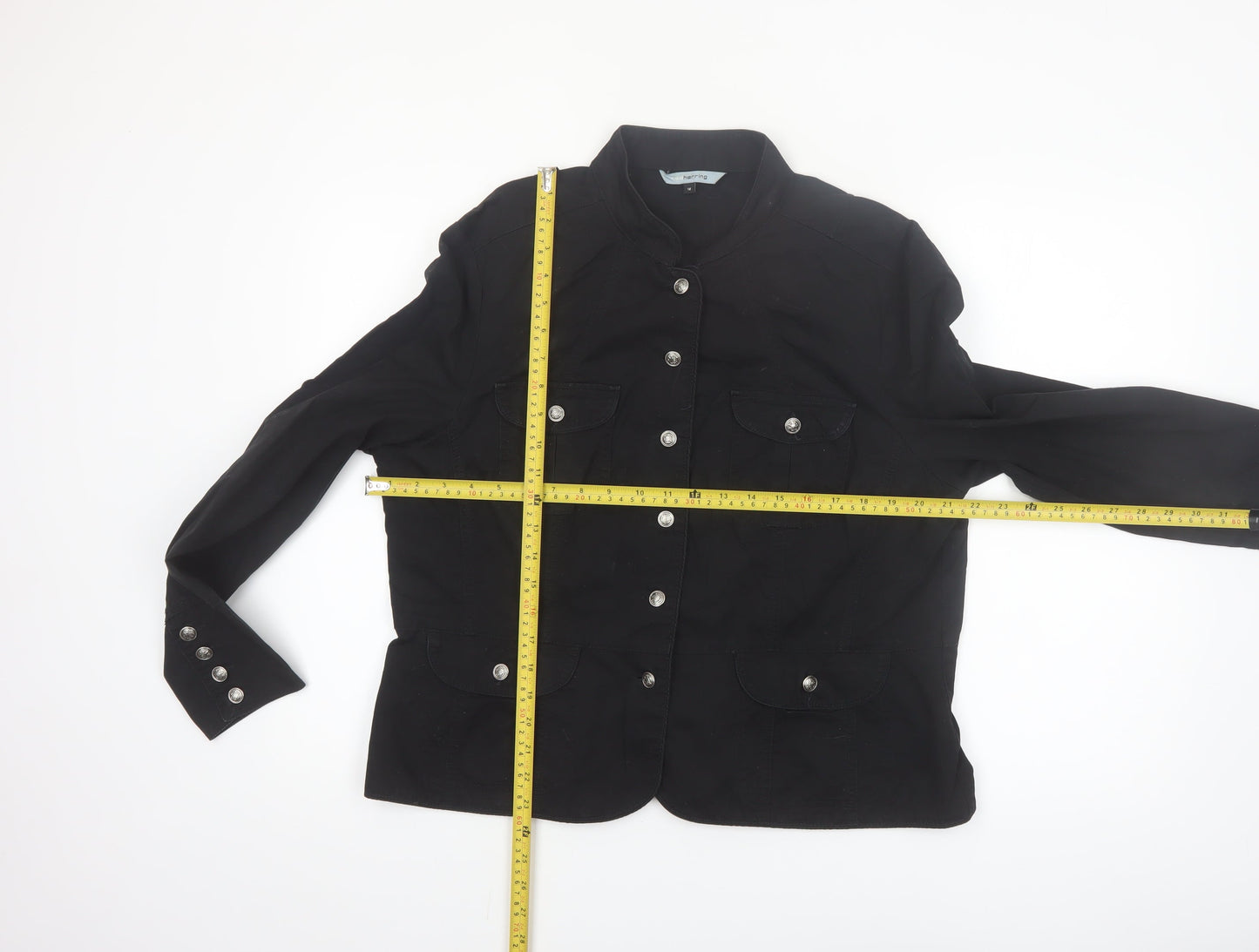 Red Herring Women’s Black Cotton Military Jacket Size 18