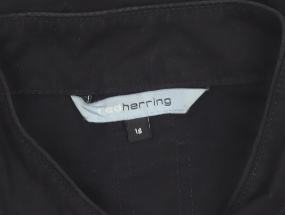 Red Herring Women’s Black Cotton Military Jacket Size 18