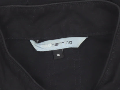 Red Herring Women’s Black Cotton Military Jacket Size 18