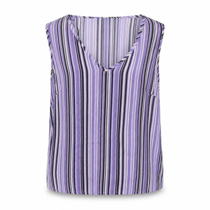 Berkertex Women's Purple Striped Sleeveless Viscose Blouse Size 12