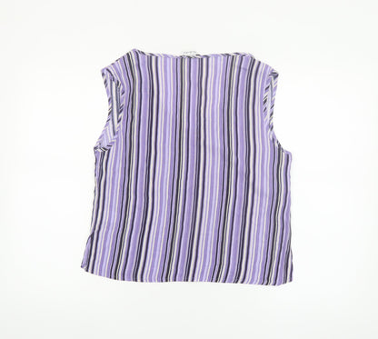 Berkertex Women's Purple Striped Sleeveless Viscose Blouse Size 12