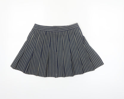 Tail Womens Blue Striped Pleated Skirt Size 10 Microfibre