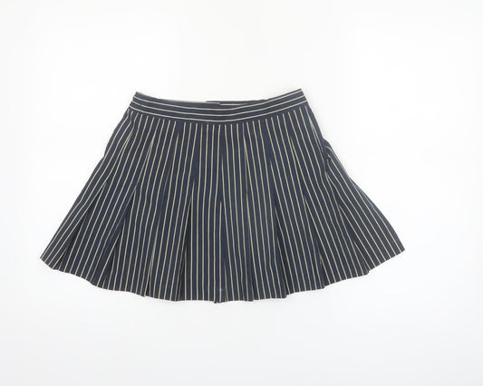 Tail Womens Blue Striped Pleated Skirt Size 10 Microfibre