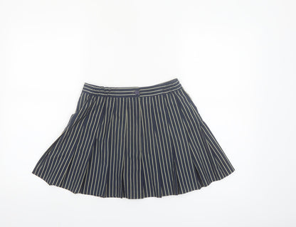 Tail Womens Blue Striped Pleated Skirt Size 10 Microfibre