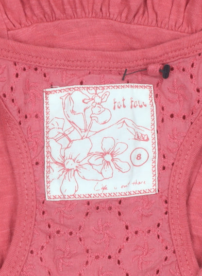 Fat Face Women’s Pink Cotton Racerback Button Tank Top Size 8