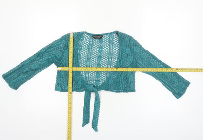 Dorothy Perkins Women’s Green Lace Cropped Tie Blouse Size 12