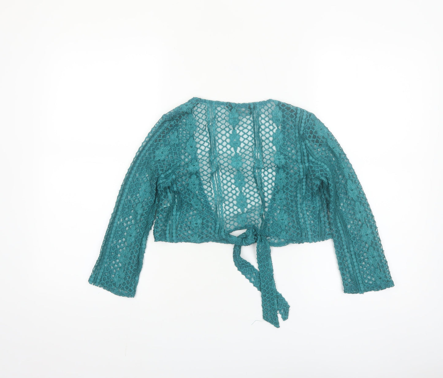 Dorothy Perkins Women’s Green Lace Cropped Tie Blouse Size 12