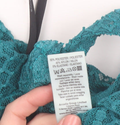 Dorothy Perkins Women’s Green Lace Cropped Tie Blouse Size 12