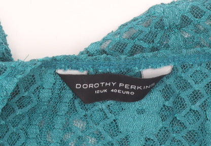 Dorothy Perkins Women’s Green Lace Cropped Tie Blouse Size 12