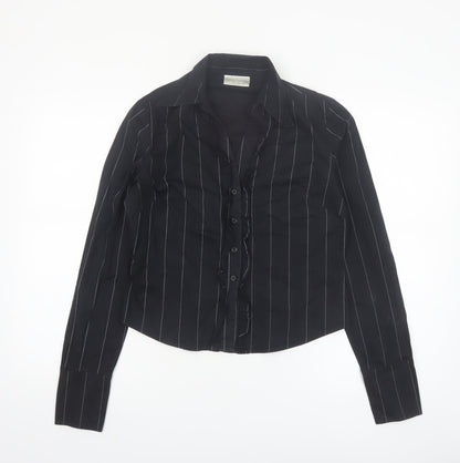 Todays Woman Black Striped Long Sleeve Button-Up Shirt Women's Size 12