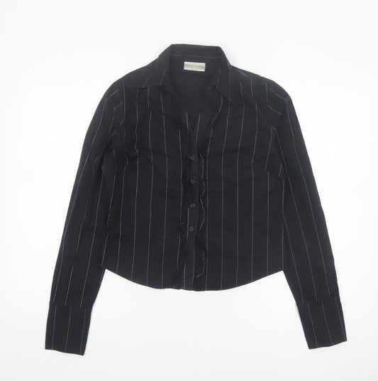 Todays Woman Black Striped Long Sleeve Button-Up Shirt Women's Size 12