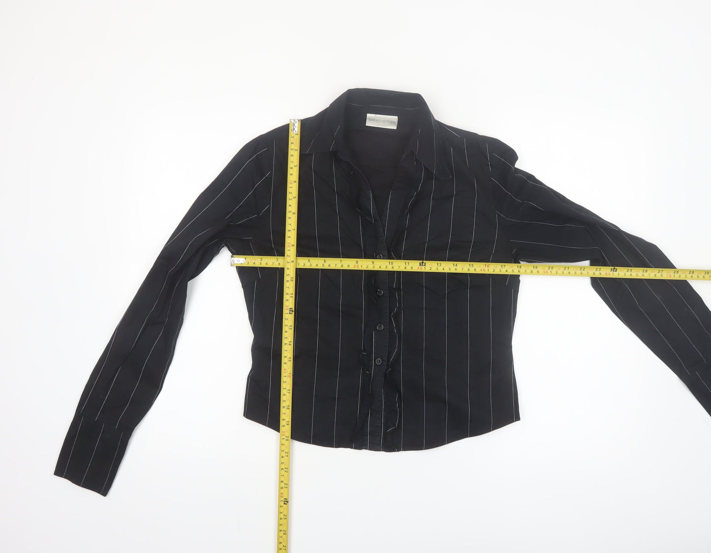 Todays Woman Black Striped Long Sleeve Button-Up Shirt Women's Size 12