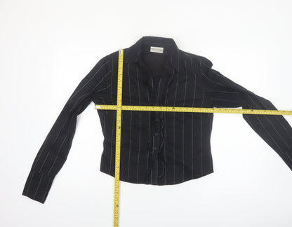 Todays Woman Black Striped Long Sleeve Button-Up Shirt Women's Size 12