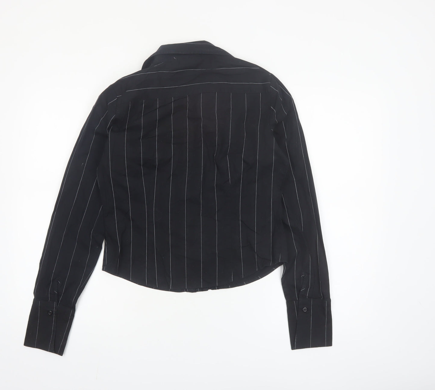 Todays Woman Black Striped Long Sleeve Button-Up Shirt Women's Size 12