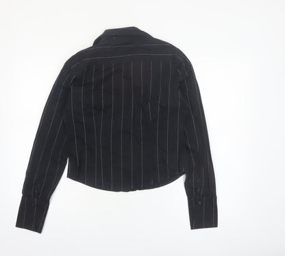 Todays Woman Black Striped Long Sleeve Button-Up Shirt Women's Size 12