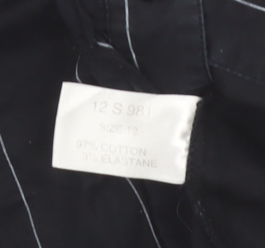 Todays Woman Black Striped Long Sleeve Button-Up Shirt Women's Size 12