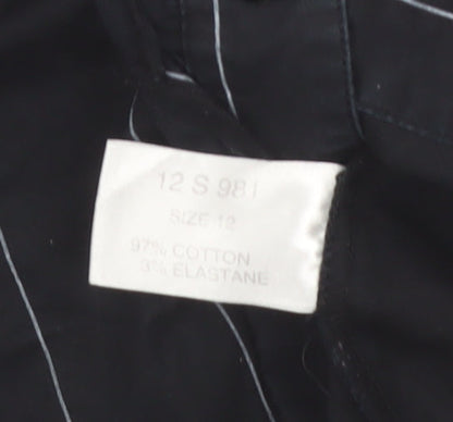 Todays Woman Black Striped Long Sleeve Button-Up Shirt Women's Size 12