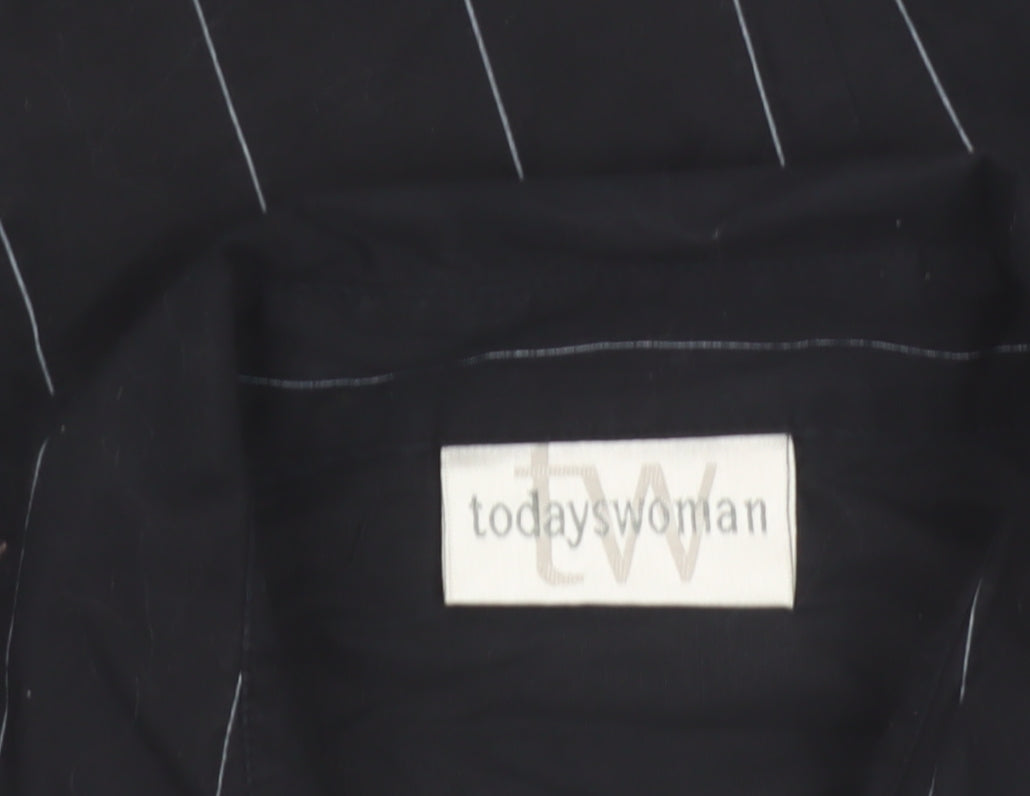 Todays Woman Black Striped Long Sleeve Button-Up Shirt Women's Size 12