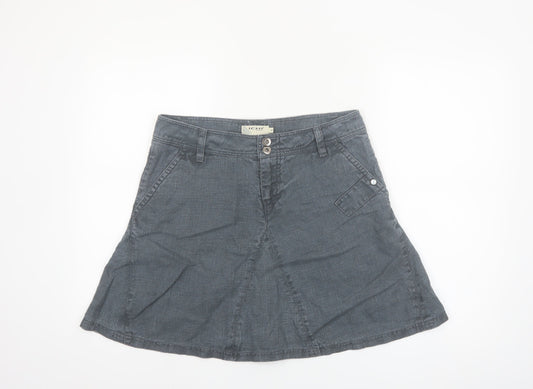 ICHI Women Grey A-Line Short Skirt M Ramie Casual Pockets