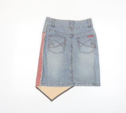 Mexx Womens Denim Asymmetric Embroidered Skirt Blue Size 8