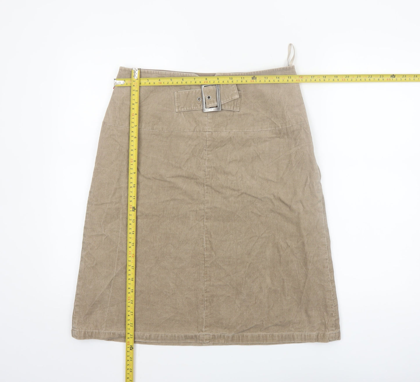 Jackpot Womens Beige Corduroy A-Line Belted Skirt Size 10