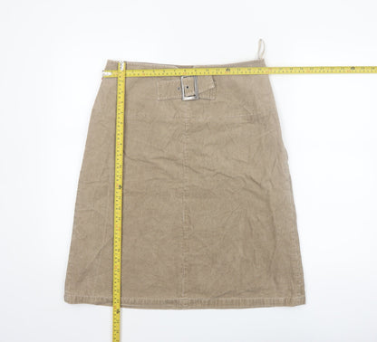 Jackpot Womens Beige Corduroy A-Line Belted Skirt Size 10