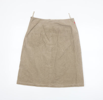 Jackpot Womens Beige Corduroy A-Line Belted Skirt Size 10
