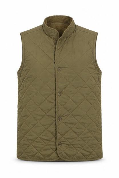 Front view of Marks & Spencer boys’ green quilted waistcoat 13-14 years lined thermal