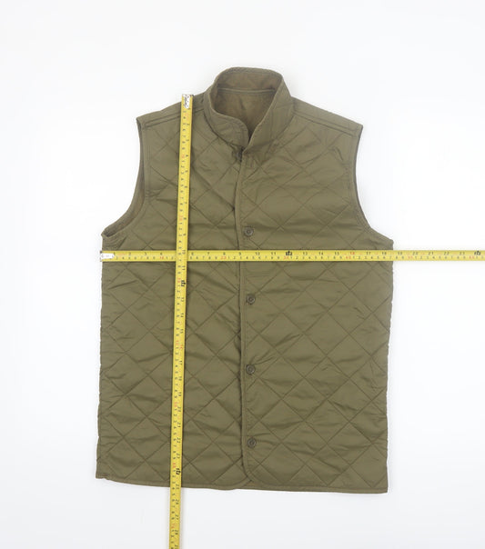 Marks and Spencer Boys Green Quilted Waistcoat 13-14 Years Lined Thermal