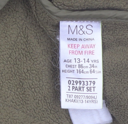 Marks and Spencer Boys Green Quilted Waistcoat 13-14 Years Lined Thermal