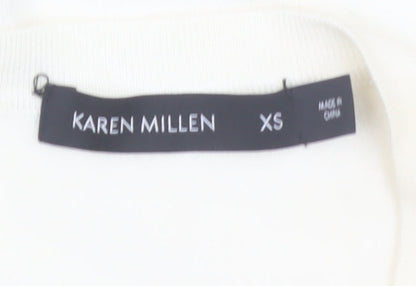 Karen Millen Women’s Ivory Long Sleeve Crew Neck Cardigan XS