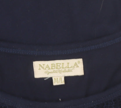 Nabella Women’s Blue Beaded Mesh 3/4 Sleeve Tunic Blouse Size M