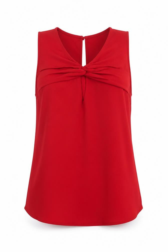Coast Women's Red Sleeveless Blouse UK 6 Polyester Knot Front