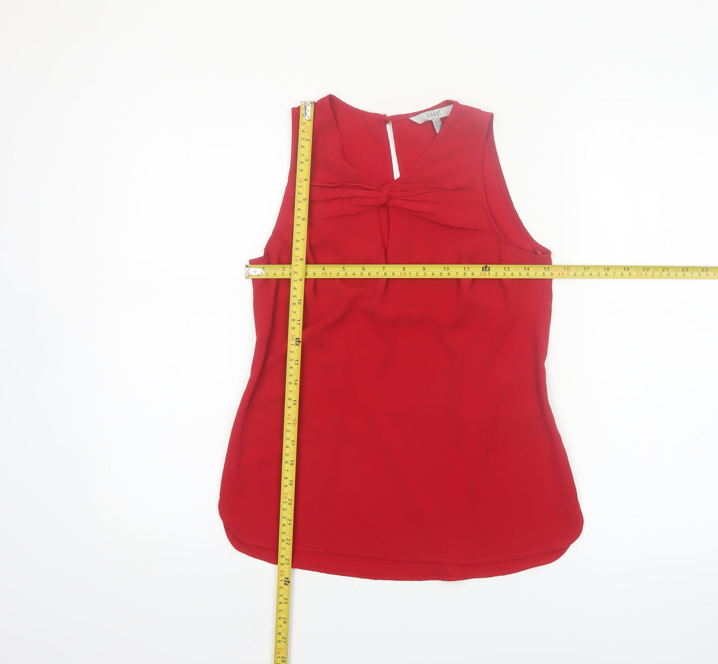 Coast Women's Red Sleeveless Blouse UK 6 Polyester Knot Front